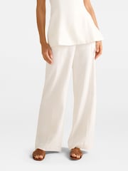 Forever New White Pure Linen Posey Wide Leg Trousers - Image 1 of 5