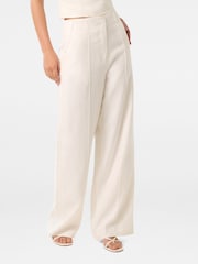 Forever New White Pure Linen Posey Wide Leg Trousers - Image 4 of 5