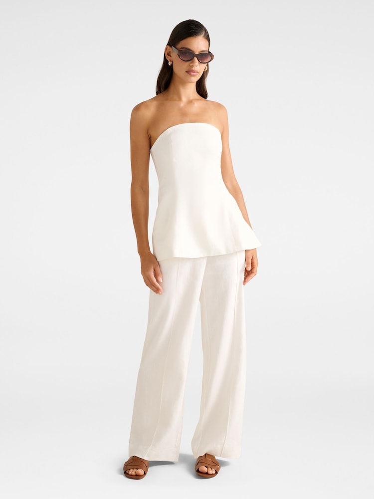 Forever New White Pure Linen Posey Wide Leg Trousers - Image 5 of 5