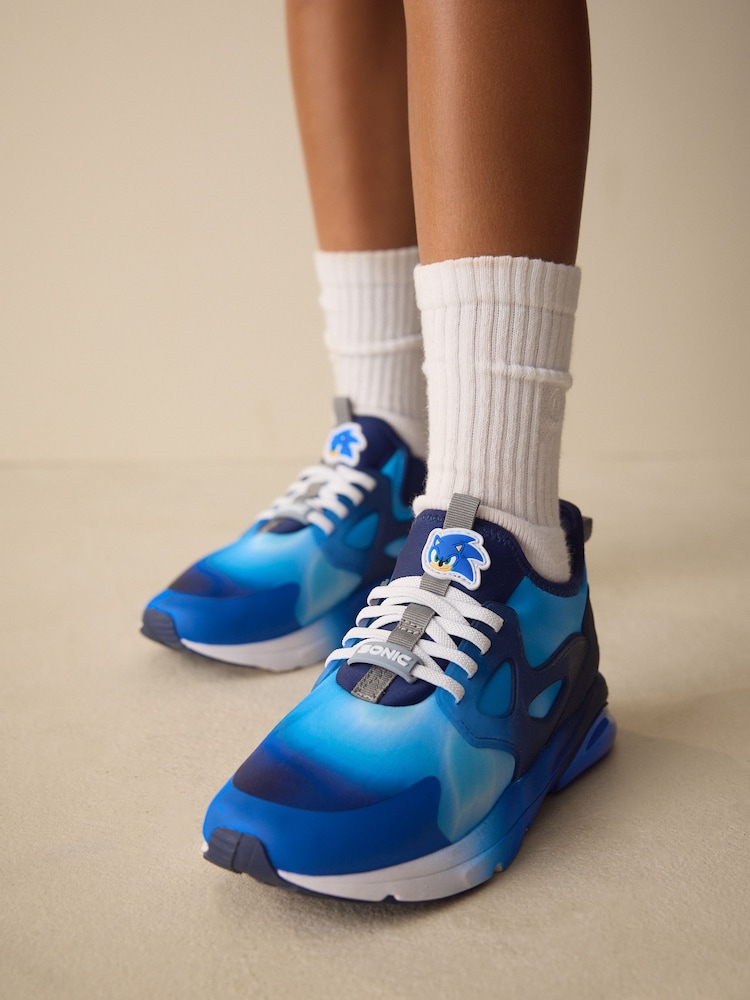 Blue/White Sonic Elastic Lace Trainers - Image 1 of 8