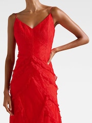 Forever New Red Gabrielle Petite Lace Ruffle Gown - Image 3 of 4