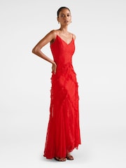 Forever New Red Gabrielle Petite Lace Ruffle Gown - Image 4 of 4