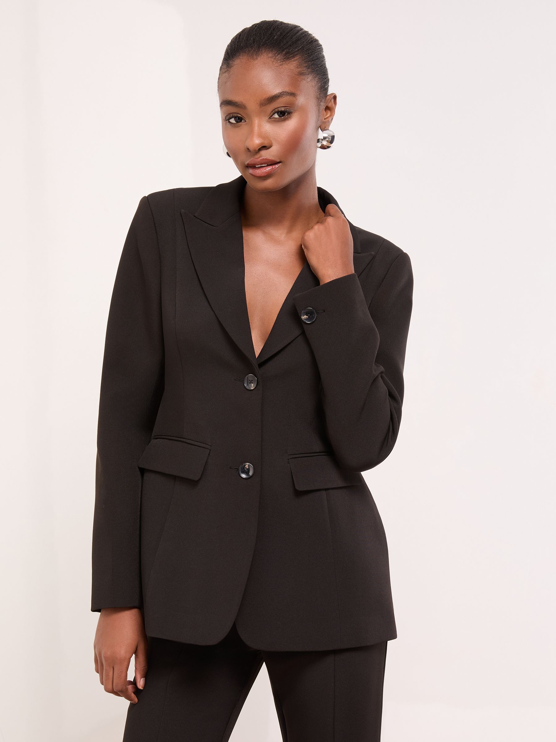 black fitted lace up back blazer
