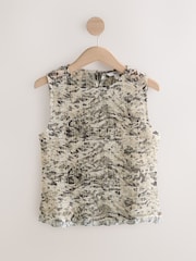 Animal - Shirred Mesh Sleeveless Crew Neck Top - Imaginea 5 din 7