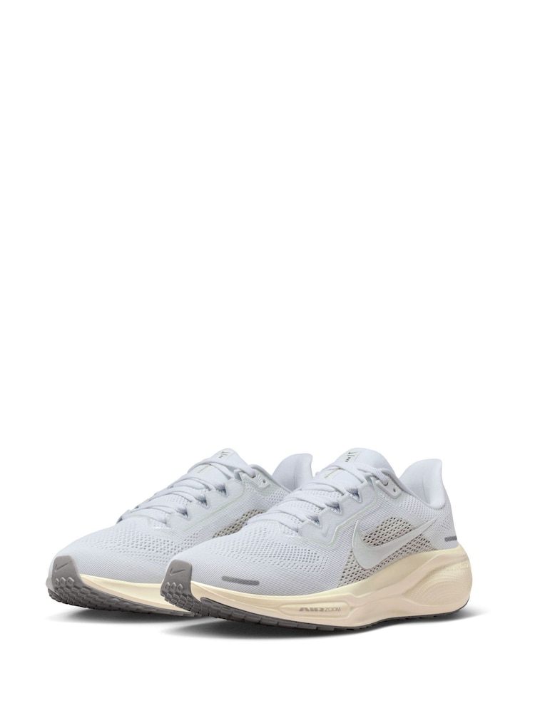 Nike White Pink Pegasus 41 Road Running Trainers - Image 2 of 11