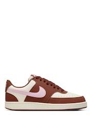 Nike Brown Pink Court Vision Low Trainers - Image 1 of 10