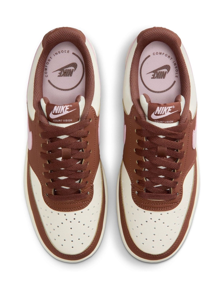 Nike Brown Pink Court Vision Low Trainers - Image 10 of 10