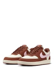 Nike Brown Pink Court Vision Low Trainers - Image 2 of 10