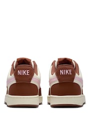 Nike Brown Pink Court Vision Low Trainers - Image 3 of 10
