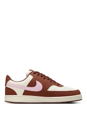 Nike Brown Pink Court Vision Low Trainers - Image 4 of 10