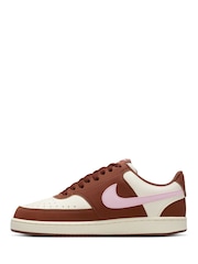 Nike Brown Pink Court Vision Low Trainers - Image 5 of 10