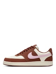 Nike Brown Pink Court Vision Low Trainers - Image 6 of 10
