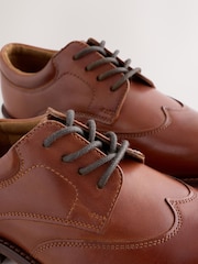 Maro-arămiu Maro - Premium Leather Wing Cap Lace Up Shoes - Imaginea 5 din 5