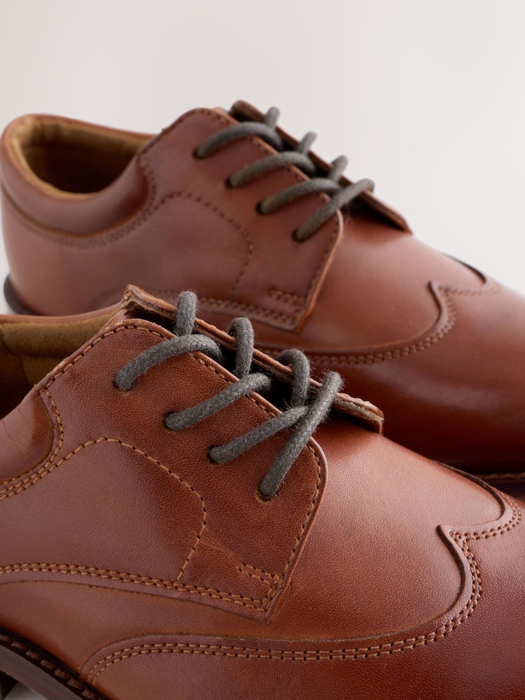 Maro-arămiu Maro - Premium Leather Wing Cap Lace Up Shoes - Imaginea 5 din 5