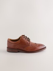 棕褐色 - Premium Leather Lace Up Brogue Shoes - 图片2 / 6