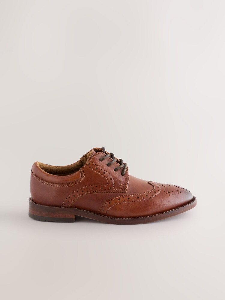 棕褐色 - Premium Leather Lace Up Brogue Shoes - 图片2 / 6