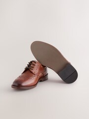棕褐色 - Premium Leather Lace Up Brogue Shoes - 图片3 / 6