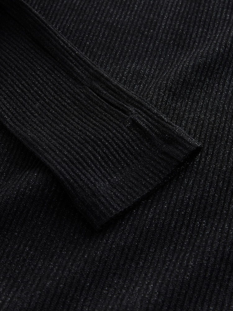 Nothing Ordinary Black Metallic Slash Neck Long Sleeve Top - Image 10 of 10 Nothing Ordinary Black Metallic Slash Neck Long Sleeve Top - Image 10 of 10