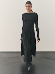 Nothing Ordinary Black Metallic Slash Neck Long Sleeve Top - Image 7 of 10
