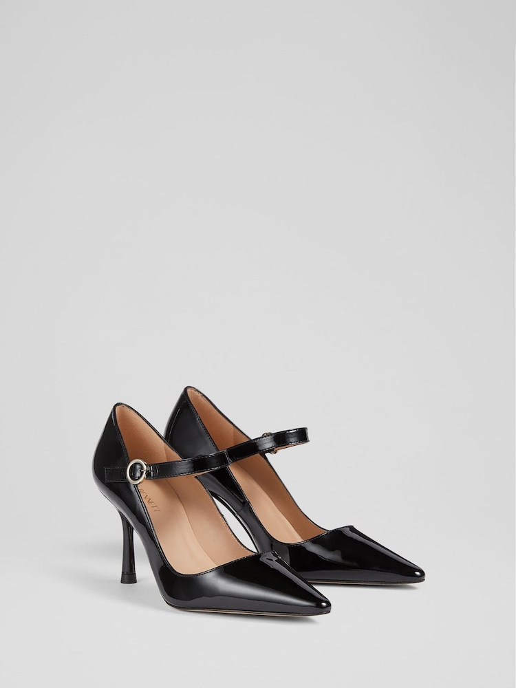LK Bennett Black Camille Patent Mary Jane Courts - Image 3 of 3