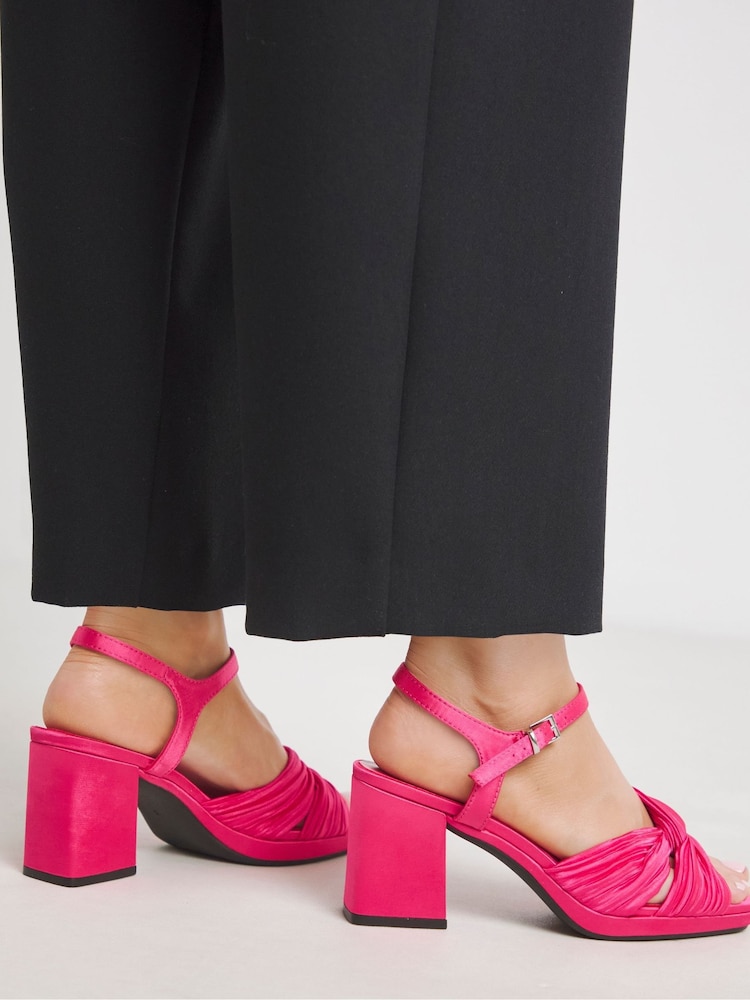 JD Williams Pink Extra Wide Fit Cross-Over Detail Heeled Sandals - Image 2 of 4