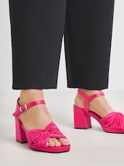 JD Williams Pink Extra Wide Fit Cross-Over Detail Heeled Sandals - Image 4 of 4