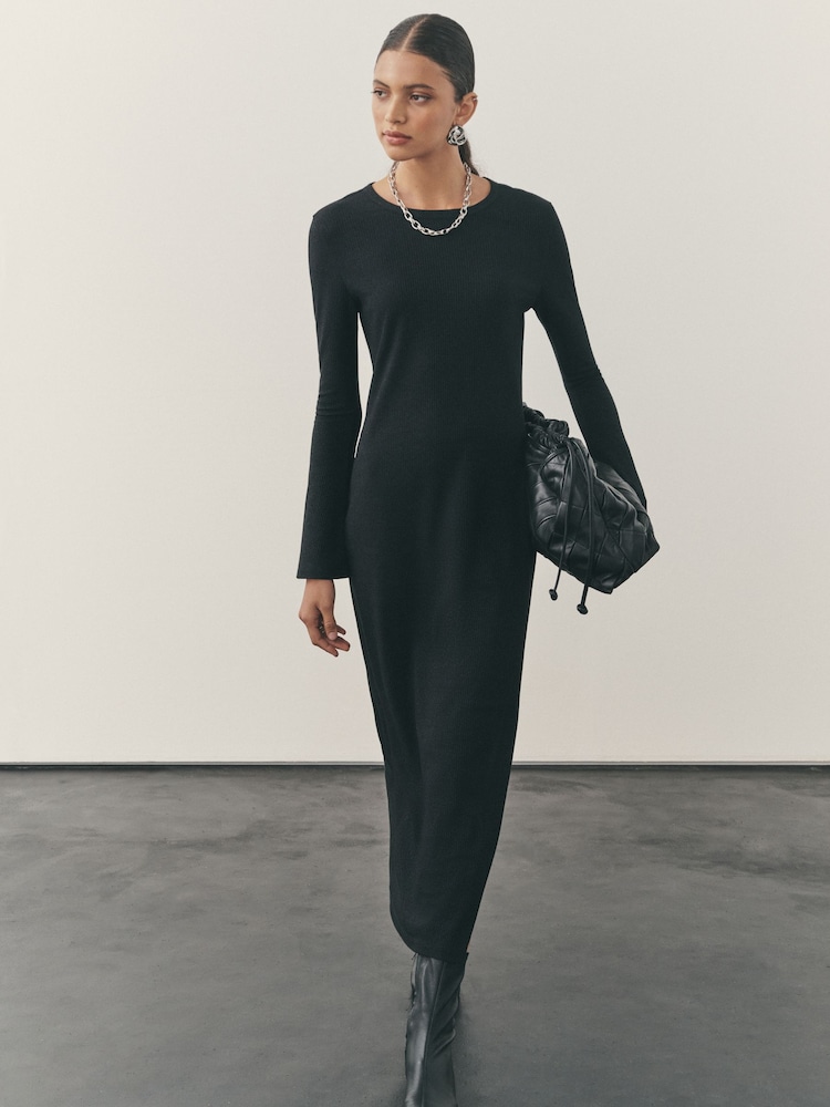 Nothing Ordinary Black Metallic Crew Neck Maxi Dress - Image 1 of 4
