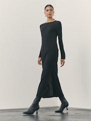 Nothing Ordinary Black Metallic Crew Neck Maxi Dress - Image 2 of 4