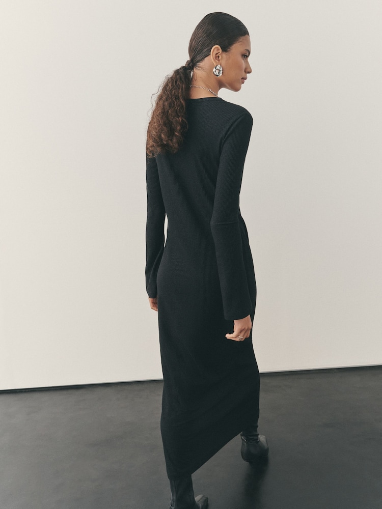 Nothing Ordinary Black Metallic Crew Neck Maxi Dress - Image 4 of 4