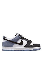 Nike White/Black Blue Youth Dunk Low Trainers - Image 1 of 10
