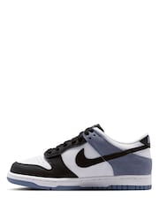 Nike White/Black Blue Youth Dunk Low Trainers - Image 4 of 10