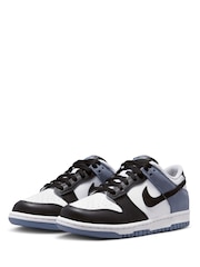 Nike White/Black Blue Youth Dunk Low Trainers - Image 5 of 10
