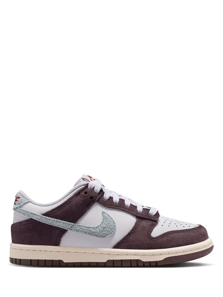 Nike White Burgundy Blue Youth Dunk Low SE Trainers - Image 1 of 9