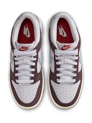 Nike White Burgundy Blue Youth Dunk Low SE Trainers - Image 5 of 9