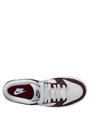 Nike White Burgundy Blue Youth Dunk Low SE Trainers - Image 6 of 9