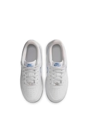 Nike White Youth Air Force 1 Trainers - Image 7 of 10