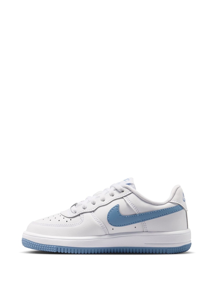 Nike White/Work Blue Junior Air Force 1 Trainers - Image 9 of 9