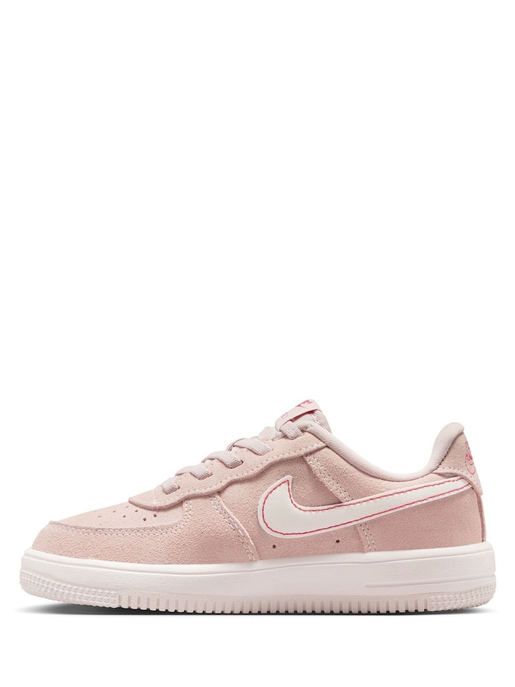 Nike Pink White Junior Air Force 1 Low LV8 Easy On Trainers - Image 2 of 10 Nike Pink White Junior Air Force 1 Low LV8 Easy On Trainers - Image 2 of 10