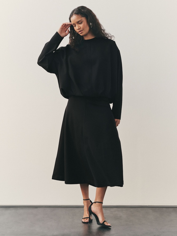 Nothing Ordinary Black Luxe Bubble Hem Sweatshirt - Image 2 of 12 Nothing Ordinary Black Luxe Bubble Hem Sweatshirt - Image 2 of 12