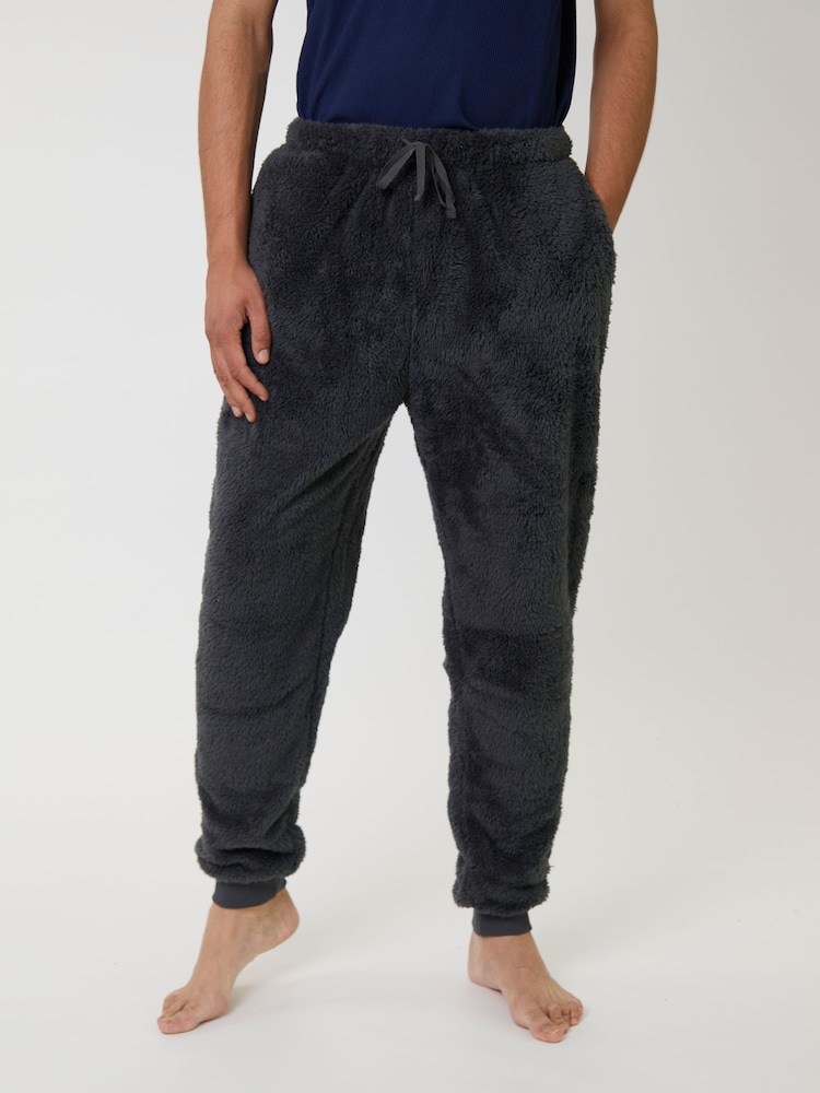 Loungeable Grey Sherpa Lounge Joggers - Image 2 of 5 Loungeable Grey Sherpa Lounge Joggers - Image 2 of 5