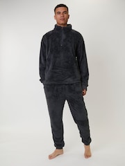 Loungeable Grey Sherpa Lounge Joggers - Image 3 of 5