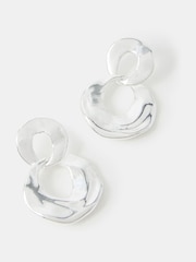 Accessorize Silver Tone Molten Hoop Drop Earrings - Image 1 of 1