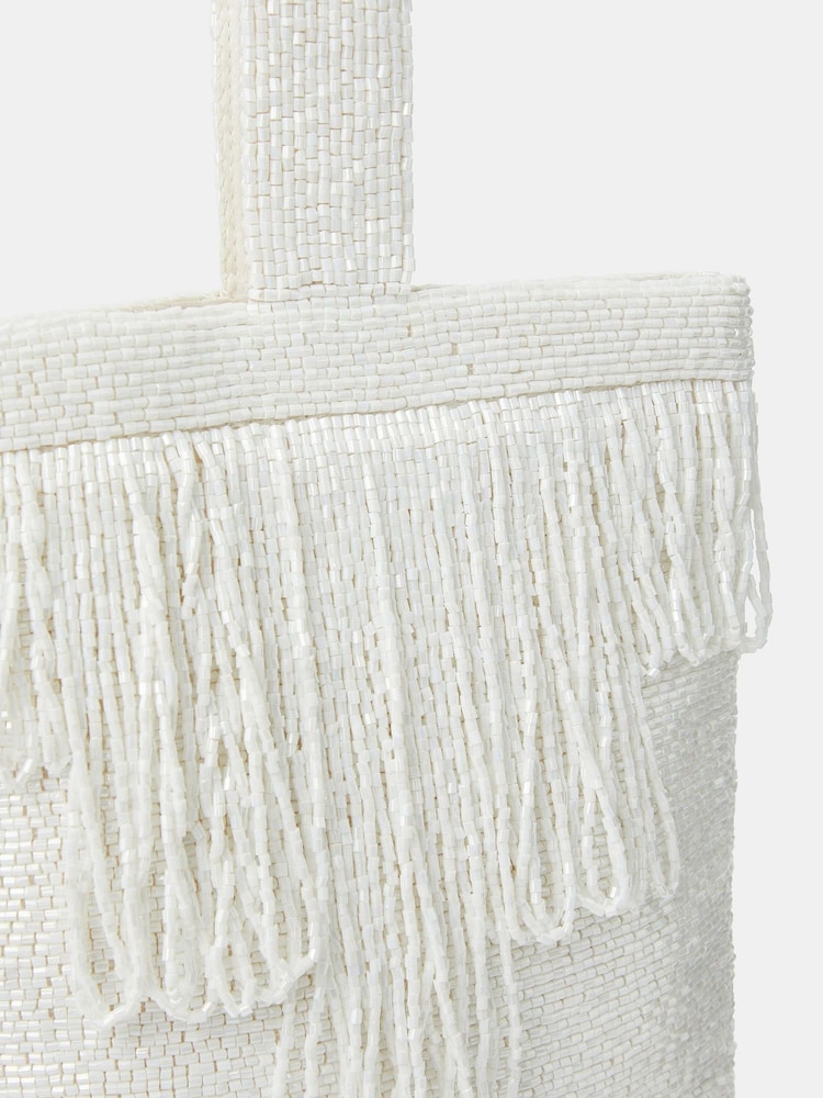 Accessorize Natural Bridal Beaded Fringe Bag - Image 2 of 3