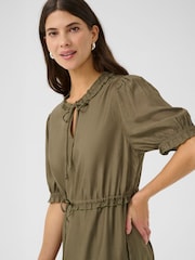 Cream CRLucia Tie Neck Short Sleeve Midi  Dress - Image 3 of 5