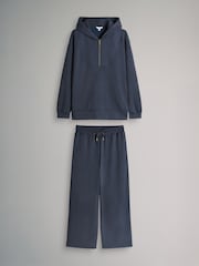 Mornarica - The Set oversized modal zip Through zgornje del trenirke; Majica za vadbo & lahke hlače za prosti čas Set - Slika 1 iz 5
