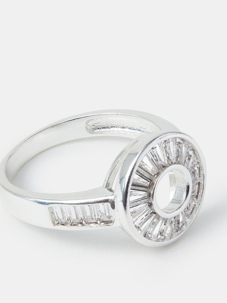 Accessorize Silver Tone Sterling Sparkle Circle Ring - Image 1 of 1
