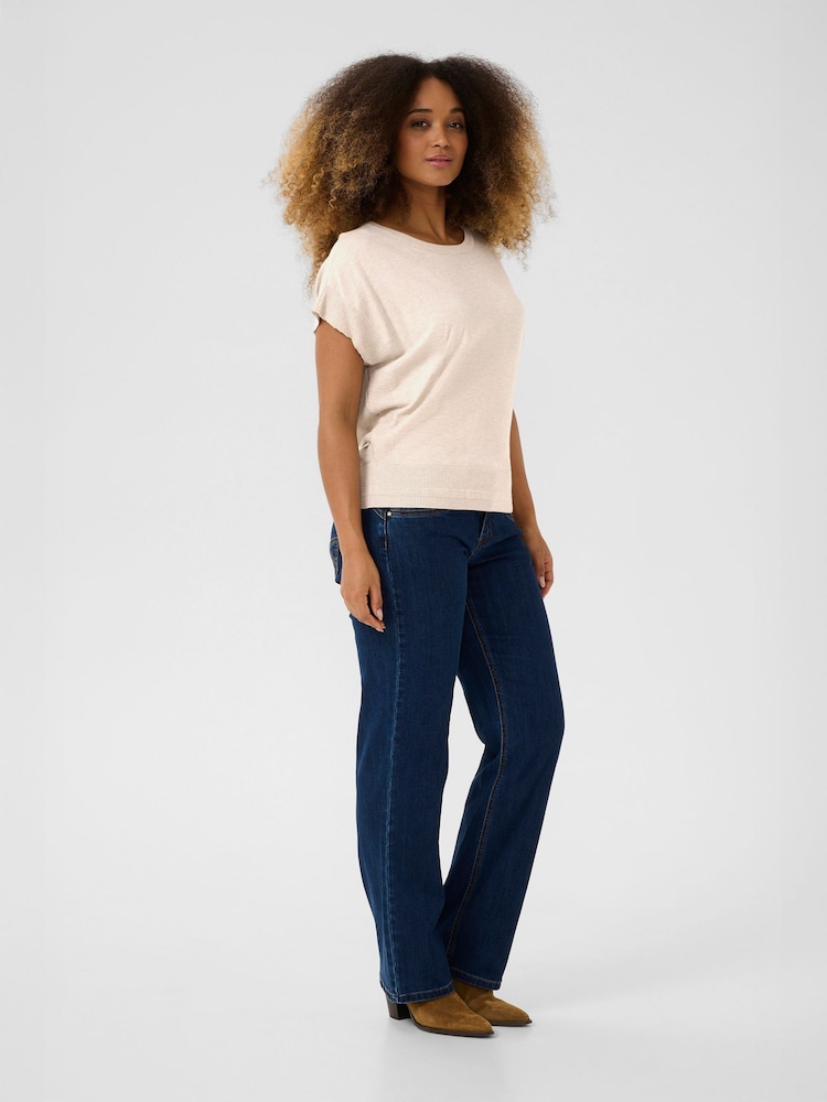 Cream Natural CRDela Knit Short Sleeve Top - Image 2 of 6