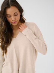 Cream Natural CRDela Long Sleeve V-Neck Jumper - Image 4 of 6