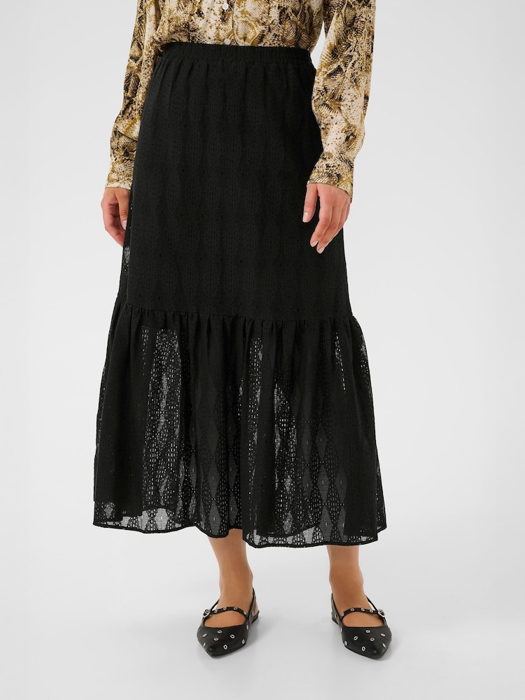 Cream CRBillie Midi A-Line Black Skirt - Image 1 of 6 Cream CRBillie Midi A-Line Black Skirt - Image 1 of 6