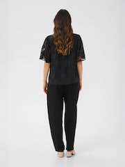 Cream CRYana V-Neck Short Sleeve Black Blouse - Image 2 of 6